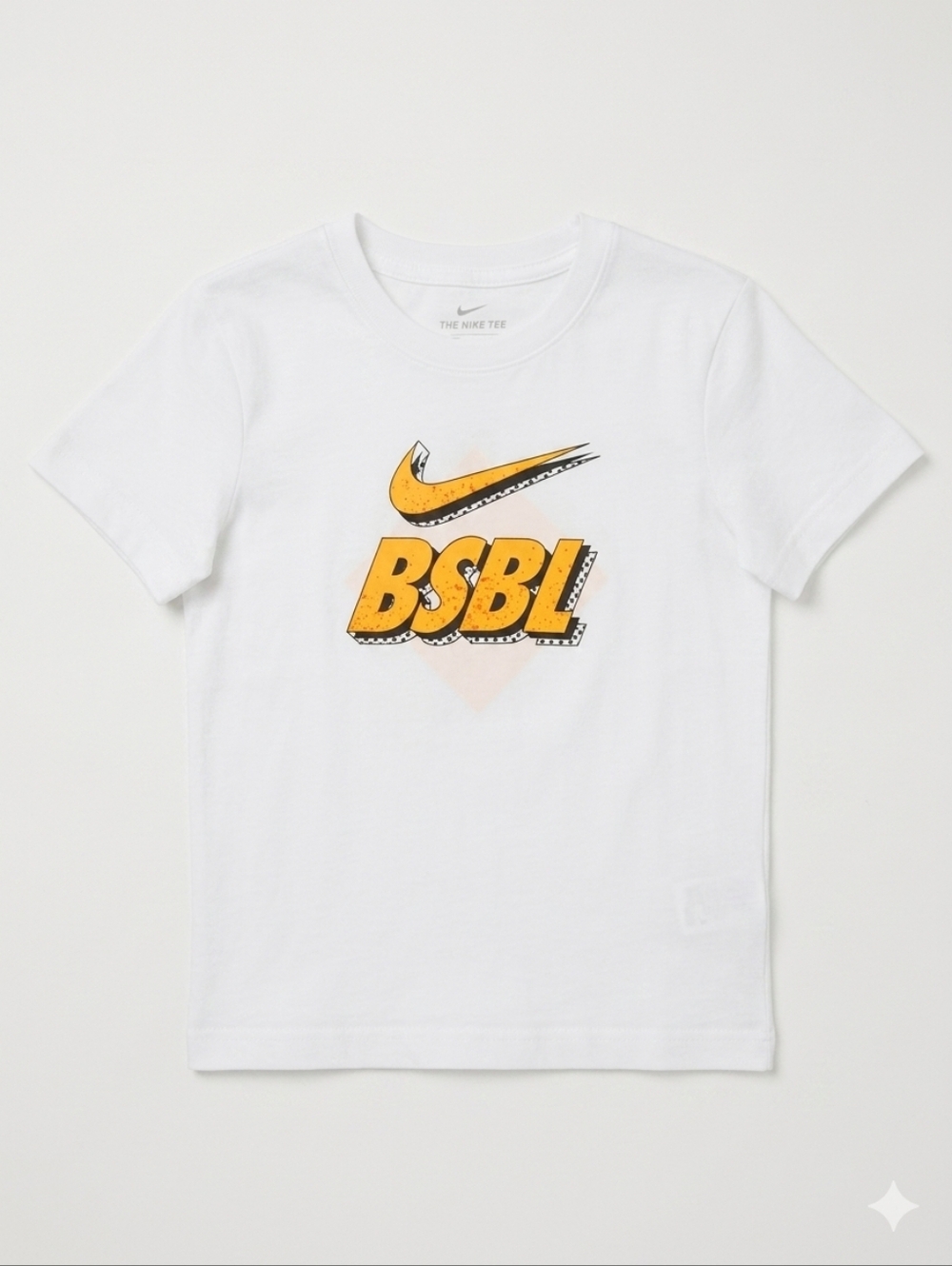 Nike "BSBL" Baseball Swoosh Graphic Tee White Short Sleeve | Size 6